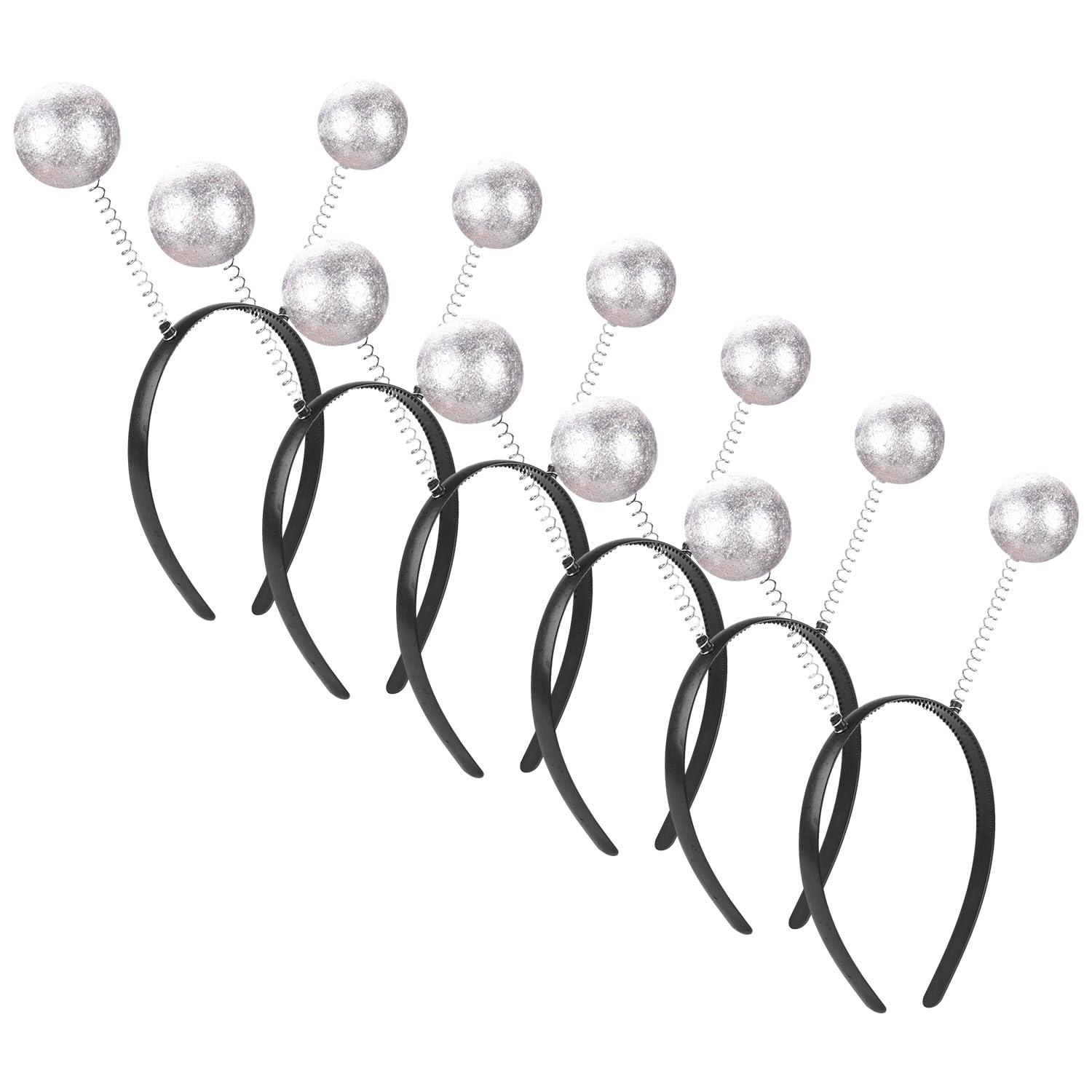 Lezevn 6 Alien Headband Balls Coloured Martian Antenna Boppers Antenna Halloween Christmas Accessories (Silver)