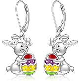 Talonior Bunny Earrings for Women Easter Earrings Carrot Egg Dangle Drop Sterling Silver Cute Animal Bunny Rabbit Jewelry Gifts