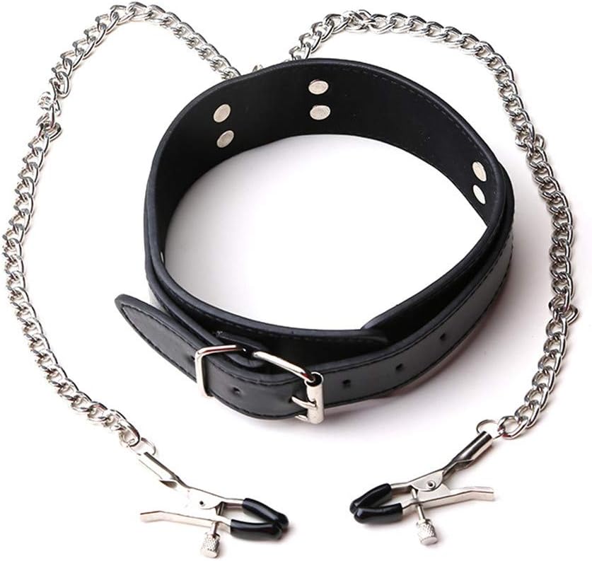 Vakaumus Adjustable Metal Chain Comfort Collar Adult T-Shirt Woman Happy Clip Toy - Suitable for Muscle Relaxation(Black)