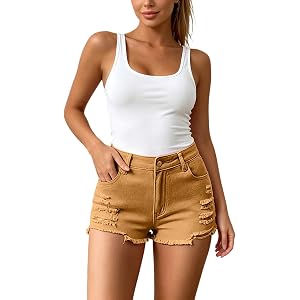 Distressed Jean Shorts Women High Rise Mini Denim Short Pants Cute Ripped Jean Shorts Summer Casual Outdoor Outfits