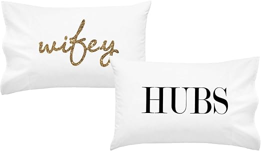 Amazon Com Oh Susannah Hubs Wifey Couples Pillowcases Engagement