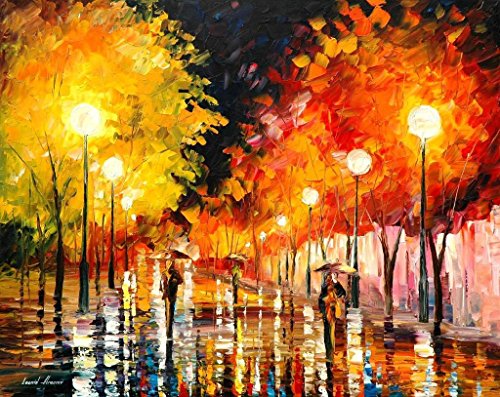 RAINY NIGHT is an OVERSIZED, ONE-OF-A-KIND, ORIGINAL OIL PAINTING ON CANVAS by Leonid AFREMOV