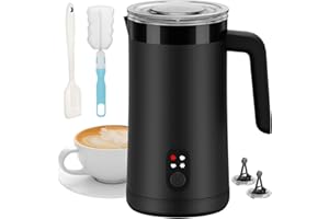 Ovetedot Milk Frother, 4-in-1 Milk Frother and Steamer, 13.5oz/400ml Automatic Hot and Cold Foam Maker and Milk Warmer, Electric Frother for Coffee, Latte, Cappuccino, Macchiato, Matcha(Black)