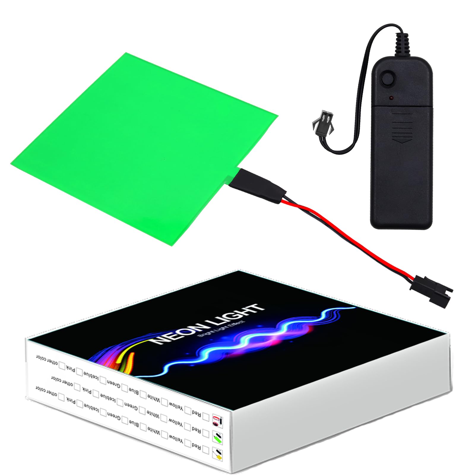 Ygmylandbb Electroluminescent Panels, EL Panels light, EL Sheets 10 cm x 10 cm (3.93" x 3.93") ON/Slow Flash/Fast Flash, Green, 1Pack
