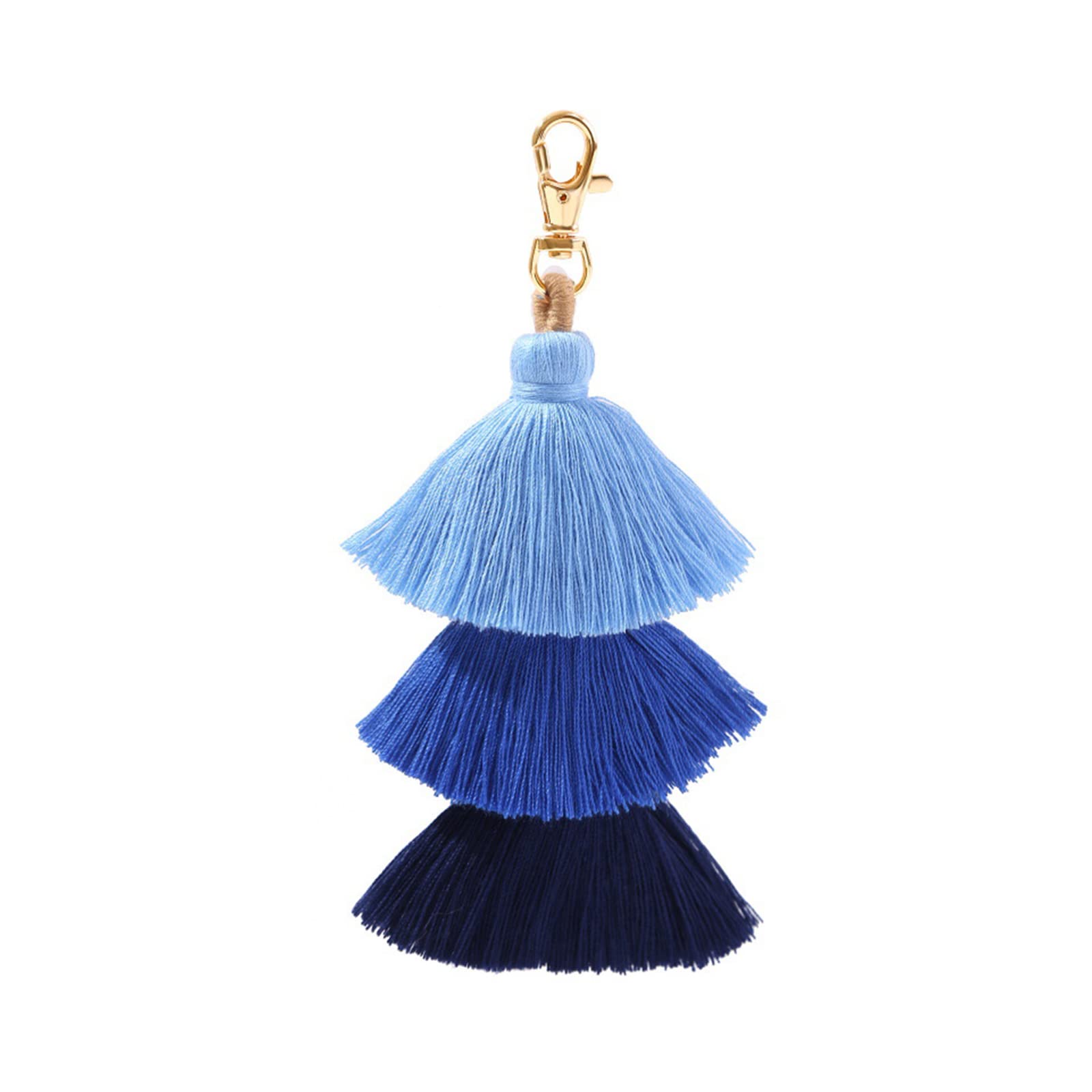 Photo 1 of POYAMUSE Boho Colorful Tassel Keychain - Bohemian Layered Fringe Key Ring for Women Girls Car Key Handbag Purse-blue