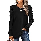 LCXWFE Womens Puff Sleeve Tops Dressy Casual Crew Neck Long Sleeve Shirts Tunic top