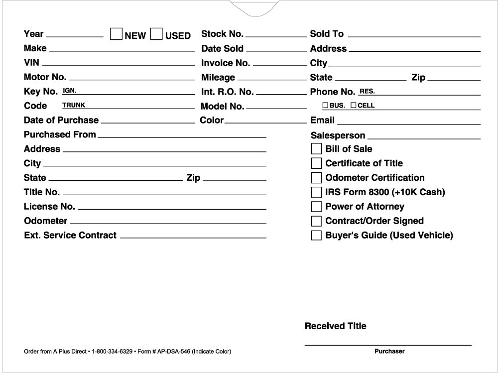 Vehicle Deal Jackets-White (500/Box)