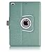 Thankscase Case Compatible for iPad Air 2, Rotating Case Cover Only for iPad Air 2 (2nd Gen) with Wallet and Pocket with Hand Strap with Swivel Cover for iPad Air 2 (Gold Jade)