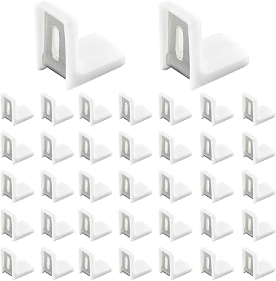 DDHOMIN 40PCS L Shape Corner Brackets White Plastic Metal Inside Brace