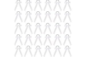 30 Pcs White Cheer Bows Bulk, Long White Hair Bows for Girls and Women - Hair Ties for Cheerleading, Daily Wear