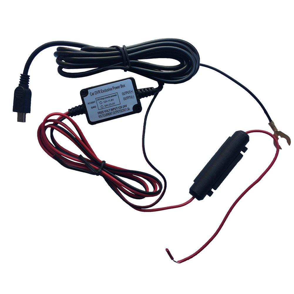Car Hardwire kit INRIGOROUS Mini Usb Car Camera Hard Wire Kit DC 12V to 5V Power Inverter Converter Regulator Kit for Car Camera Dash Cam Camcorder Recorder (Mini USB Port)