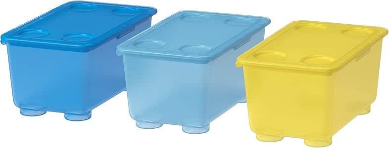 Ikea Glis Caja con Tapa, Azul, Blanco y Verde, 17x10x8 cm, 3 Unidades: Amazon.es: Hogar