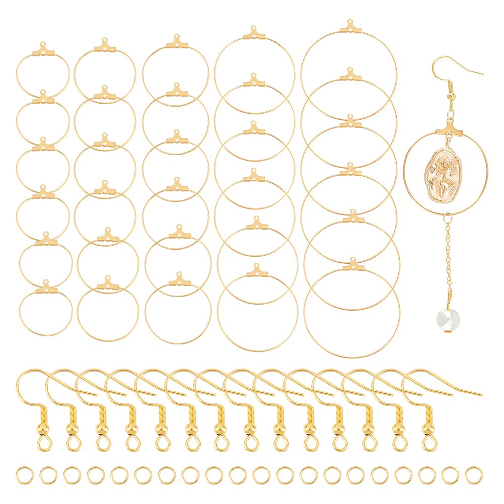 UNICRAFTALE 30 Sets Golden Earring Making Kit 304 Stainless Steel Hoop Earring Findings with Open Jump Rings Earring Hooks Beading Earring Supplies Component for Jewelry Making DIY Craft