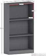 Vida Designs Cambridge 3 Tier Medium Bookcase Grey Wood Shelving view 3