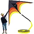 Flying Hoofer Gaint Kite for Adults Easy to Fly, 9ft Huge Delta Kite Come with 98ft Tail