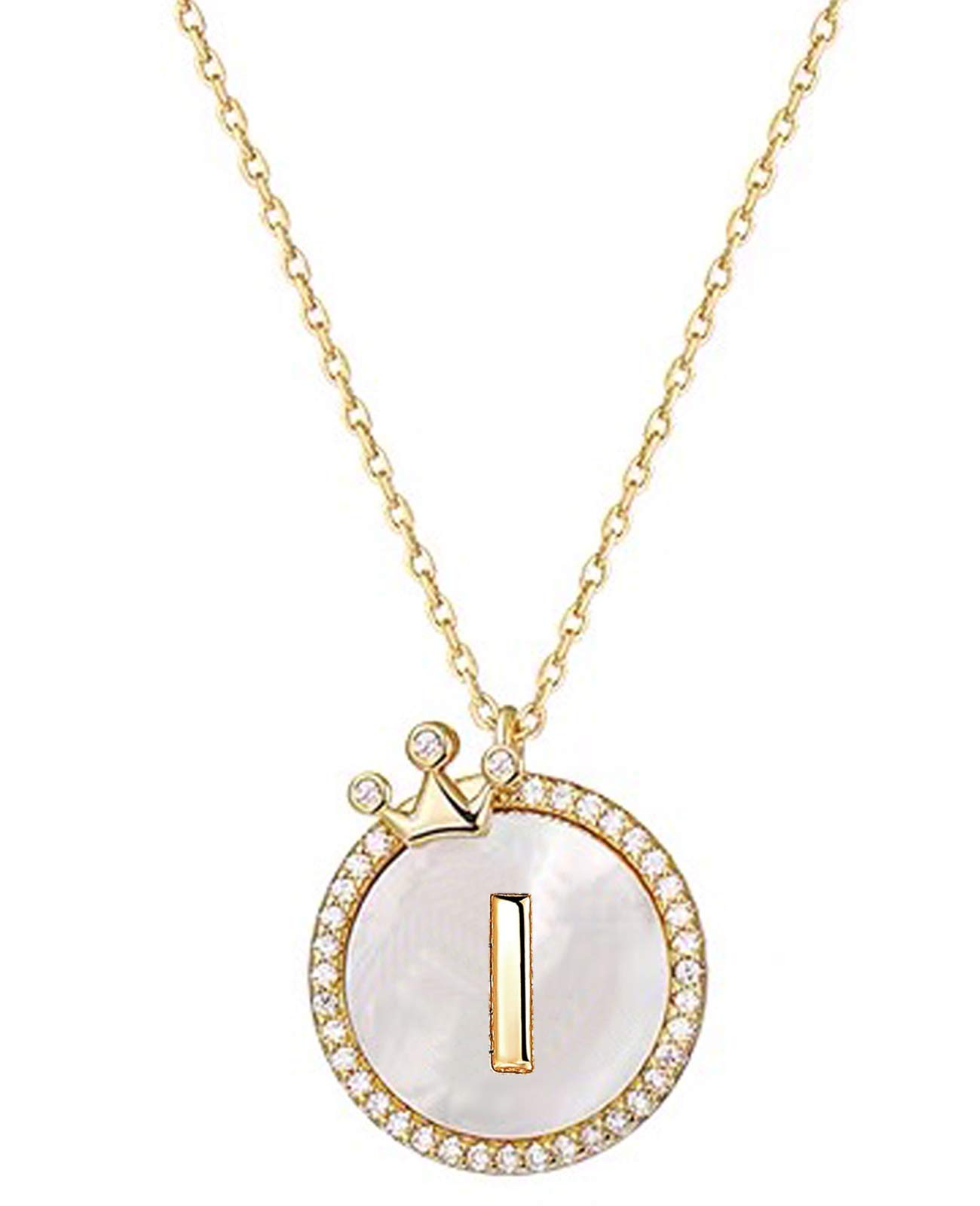 YOUFENG Jewellery Gold Initial Letter Necklace for Woman Girl 14K Gold Plated Dainty Crown Necklace Personalized Capital Necklaces Gifts for Women