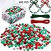 800 Pieces Christmas Pony Beads Plastic Pony Beads and 50 Pieces Christmas Pipe Cleaners Chenille Stems for Xmas Decorations DIY Crafts Jewelry Making Red Green White