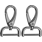 HARFINGTON 2Pcs Detachable Snap Hook Swivel Clasp 1" D Ring with Swivel Lobster Claw Clasps Hook for Purse Strap Keychain Bag DIY Craft, Gunmetal