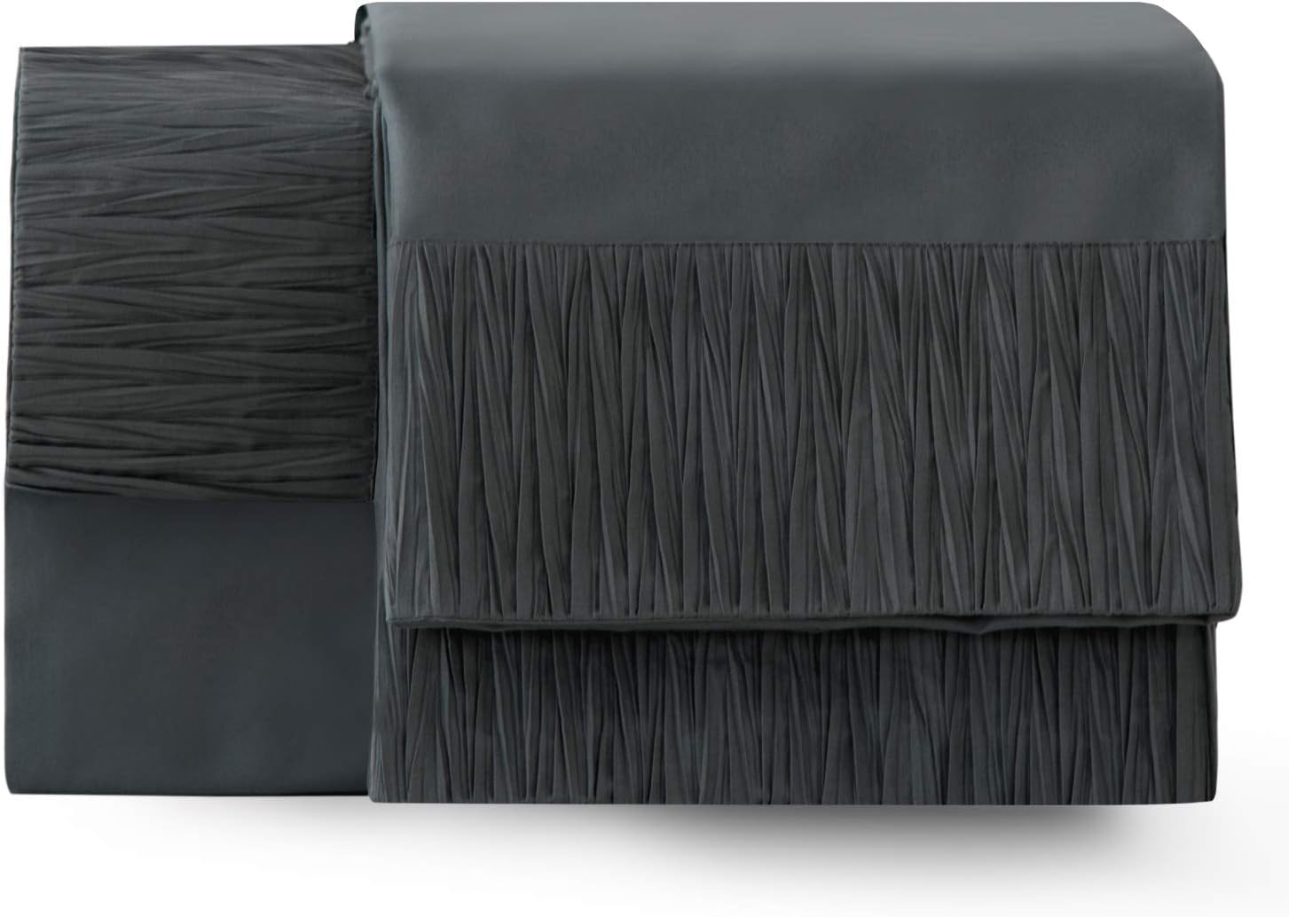 Bedsure Queen Size Sheets- Ruffled Embossed Bed Sheet Set - Soft Brushed Microfiber, Wrinkle Resistant Sheet - 14 inches Deep Pocket - 4-Pieces (Dark Grey): Kitchen & Dining