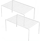 iPEGTOP Set of 2 Kitchen Cupboard Organiser Shelf, Small Size 10.6 x 5.1 Inch Freezer Cabinet Organization Storage Shelf Wire Rack, Steel Metal Shelves for Fridge Pantries Countertops Utensils -White