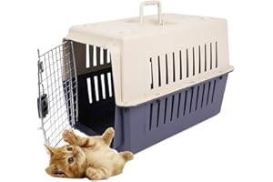 Livebest Portable Plastic Hard-Sided Pet Carrier Crate Outdoor Kennel Car Travel Box for Small Cat Dog Cub