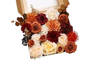 LITOYNAN Artificial Flowers Combo Box for DIY Wedding Bouquet Arrangement, Silk Faux Flower for Bridal Table Centerpieces Par