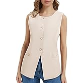 MRYUWB Women Summer Suit Vest Business Tops Sleeveless Button Down Blazer Modern Casual Waistcoat Office Formal Dressy Vest