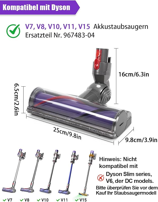 Bürste kompatibel mit Dyson V7 V8 V10 V11 V15 Zubehör Ersatzteil — Foto 2 von 7