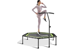 Gielmiy 40" Mini Trampoline,Silent Fitness Trampoline，Indoor Small Bungee Rebounder Cardio Trainer Workout for Adults（Max Load 330lbs）