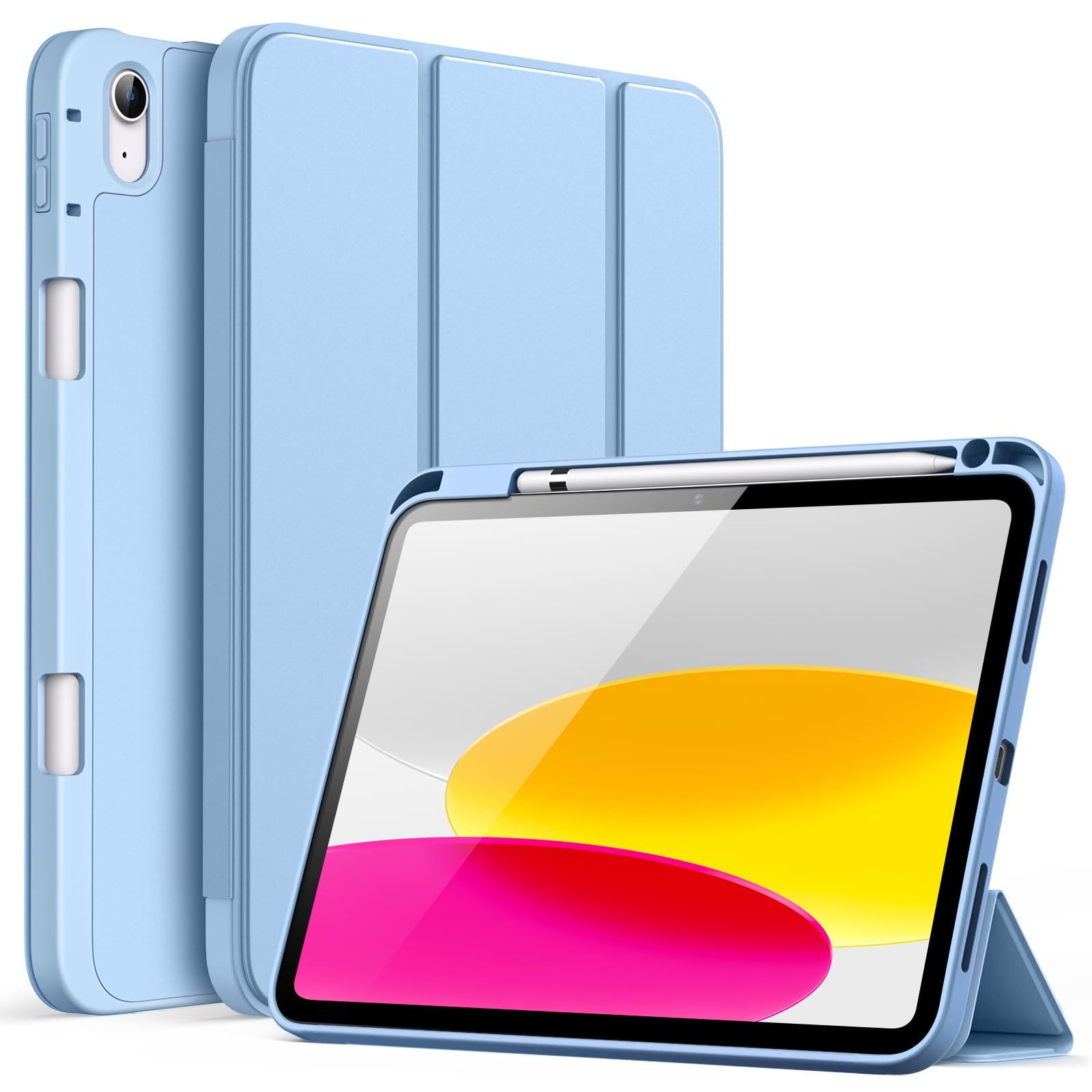 JETech Case for iPad (A16) 11th/10th Generation (2025/2022) with Pencil Holder, Slim Tablet Cover with Soft TPU Back, Auto Wake/Sleep (Blue)