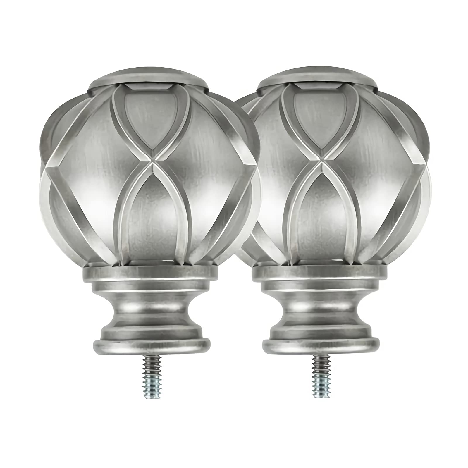 KAMANINA Netted Texture Replacement Finials for 1 or 7/8 Inch Curtain rods, M6 Screw Rod Finials, Antique Silver 2pcs