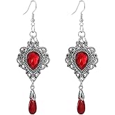 Gothic Vampire Earrings for Women Vintage Red Crystal Dangle Drop Earrings Victorian Goth Vampire Earrings Halloween Mystic Witch Cosplay Jewelry
