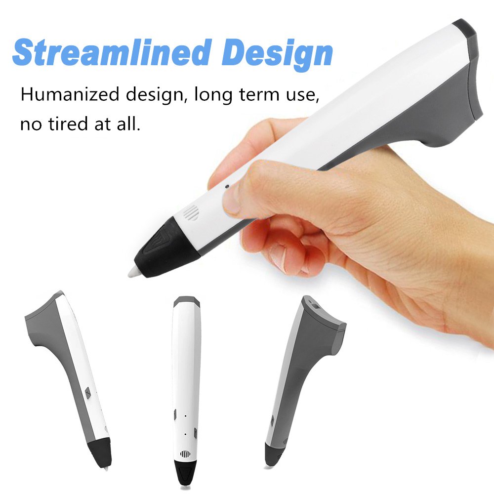 ACTOPP 2017 Updated White 3D Pen 3D Intelligent Dimension Pen with 1.75mm PLA/PCL Filament Support 3D Printing Pen One Button Operation No Burn No Toxic No Clog Gifts for Boys & Girls