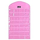 MISSLO Pink Jewelry Hanging Non-woven Organizer Holder 32 Pockets 18 Hook and Loops