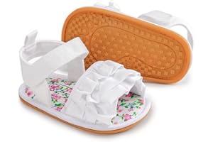 Meckior Infant Baby Girls Boys Summer Sandals Open Toe Lace Princess Dress Wedding Flats Shoes Newborn Toddler Soft Non-slip Sole First Walker Crib Shoes