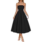 ZESICA Women's Summer Strapless Cocktail Dresses 2026 Elegant Off Shoulder Flowy A Line Wedding Guest Party Midi Dress