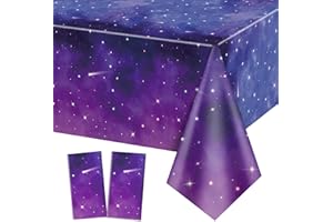 QUERICKY 2 Pack Space Galaxy Party Tablecloths, Starry Night Tablecover Supplies, 51x87'' Plastic Galaxy Table Cover for Space Galaxy Theme Party Decorations, Outer Space Stars Theme Birthday Decor
