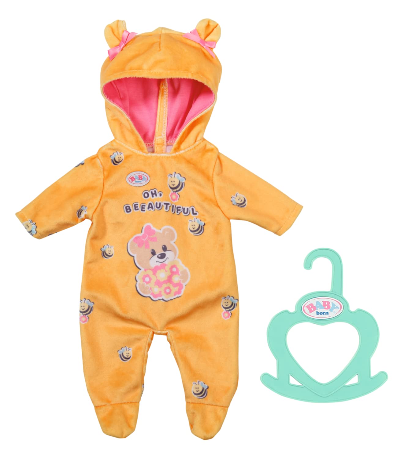 Baby born Little Bear Onesie 834619 - Accessories for Dolls up to 36cm - Features Super-Soft Fabric with Hood and a Hanger - Suitable for Kids from 2+
