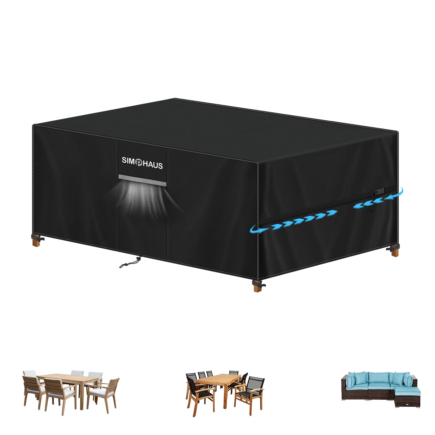 SIMPHAUS Outdoor Furniture Covers Waterproof Garden Furniture Covers,Garden Sofa Cover,420D Oxford Patio Furniture Covers for outside garden furniture,Table and chairs,rattan furniture 170x100x74cm