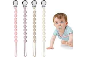 LOVIOMAD Pacifier Clips for Baby Girl Boy, Silicone Binky Holder for MAM Pacifiers, Baby Newborn Essentials Shower Birthday Gift (4-Pack)