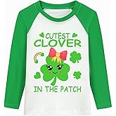 DDSOL St Patrick's Day T-Shirt Toddler Boy Lucky Clover Shamrock Shirt Cotton Long Sleeve Raglan Kid Irish Saint Tee Top