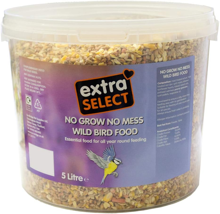 Extra Select No grow Wild Bird Food In Bucket 5 ltr (Pack of 1), packaging may vary, 5 l (Pack of 1)