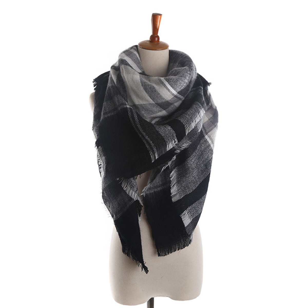 xsby Women's Fall Winter Scarf Classic Tassel Plaid Soft Blanket Shawl Scarves xsby Women's Fall Winter Scarf Classic Tassel Plaid Soft Blanket Shawl Scarves