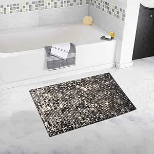 Bahilye - Alfombra de baño Moderna con Mosaico de Azulejos Plateados