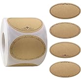 500PCS Canning Label Stickers for Jars and Lids,2Inch Round Jars Labels for Mason Jar,Wreath Designs Kraft Sticker Labels for Food Containers Candle Pantry Spice Lids Bottle Label (Brown1)