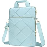 MOSISO Vertical Laptop Shoulder Bag,Computer Bag,Rhombus Quilted Messenger Bag with Front Pocket&Handle&Belt