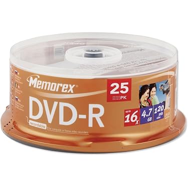 Amazon.com: Memorex DVD-R 16x 4.7GB 25 Pack Spindle