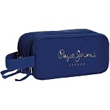 Trousse Triple Compartiments Pepe Jeans Lena – Bleu Denim – Polyester – 22x12x5 Cm – Parfaite Pour Organisation - 10