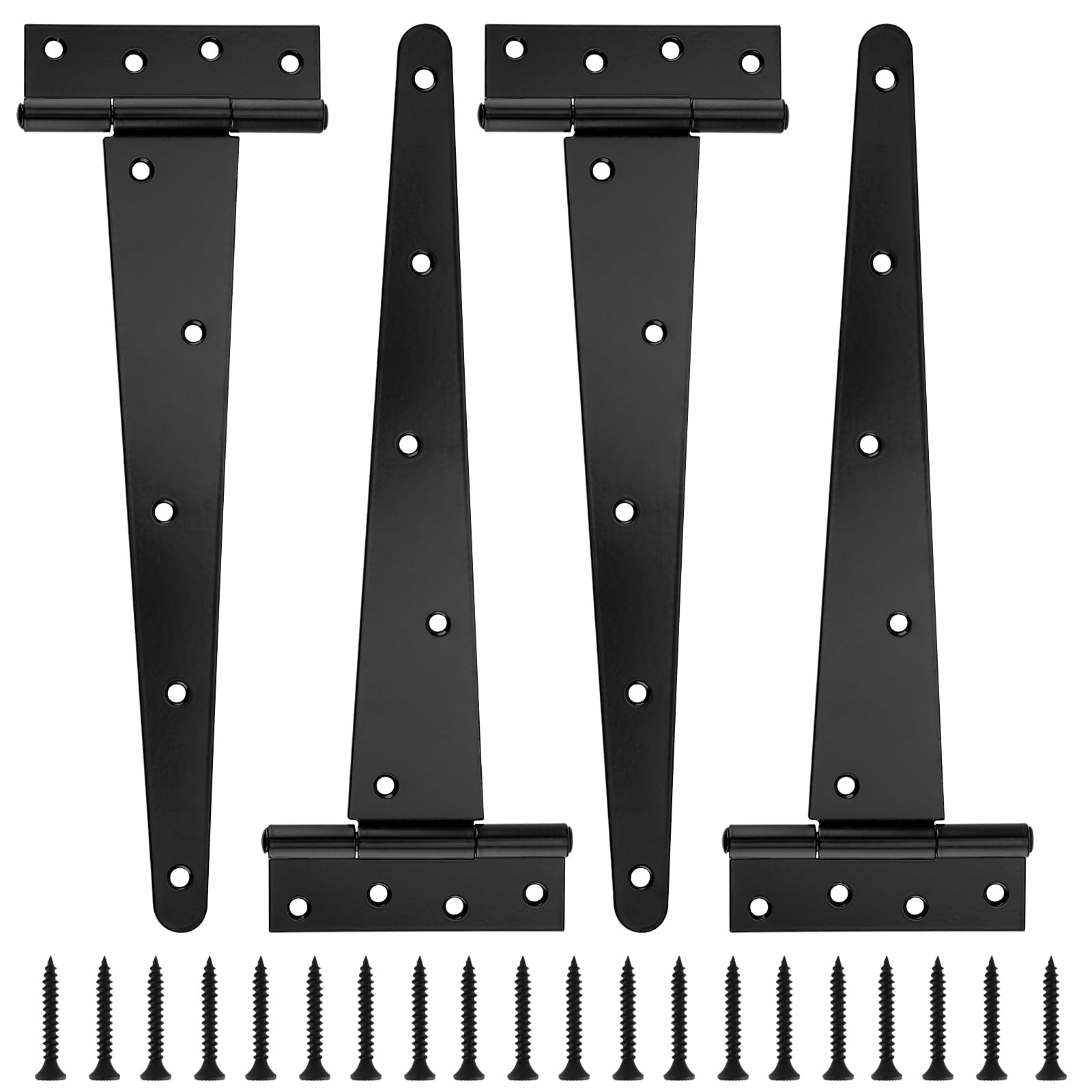 KOHAND 4 Pack 360mm T Strap Hinges, 14 Inch Heavy Duty Shed Door T Hinges, Black Metal Gate Tee Hinge with Screws for Wood Gate, Barn, Fence, Garage, Windows — image 1
