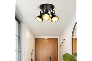 Depuley Ceiling Track Light Fixture: 3-Light Round Led Track Lighting Kit - Flush Mount Ceiling Spotlights Flexibly Adjustable Decorative Accent Lamp for Kitchen Living Room Bedroom Hallway E12 Base